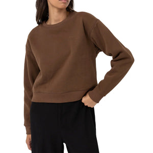 RHYTHM CLASSIC CREW NECK FLEECE - CHOCOLATE