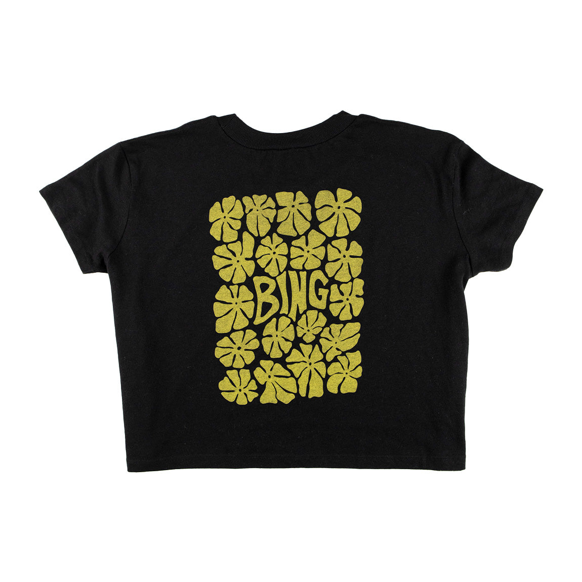 FLOWER POWER Premium Womens S/S Crop T-Shirt Black