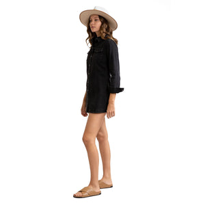 ALFA LONG SLV DENIM DRESS BLACK