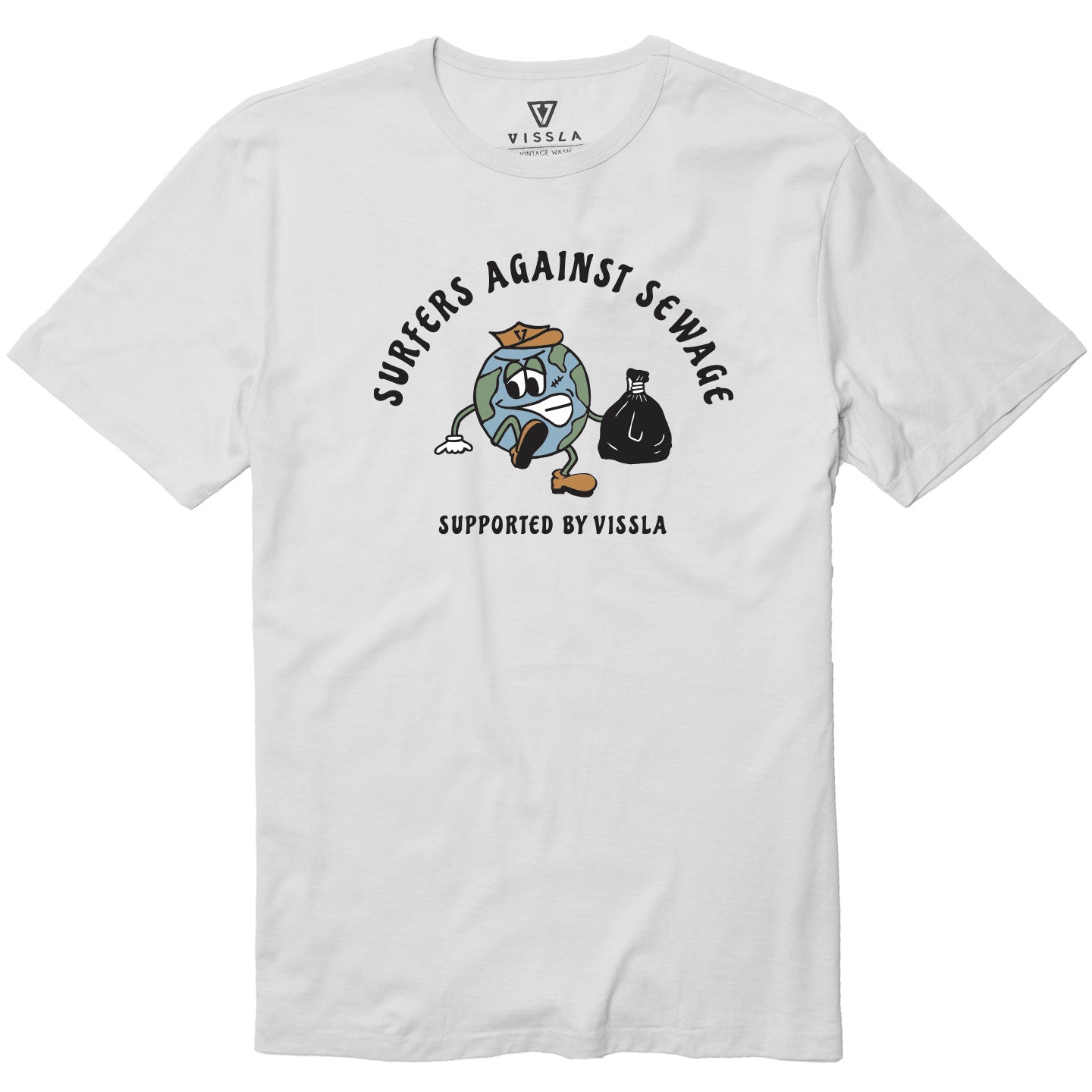 VISSLA SURFERS AGAINST SEWAGE TEE - WHT