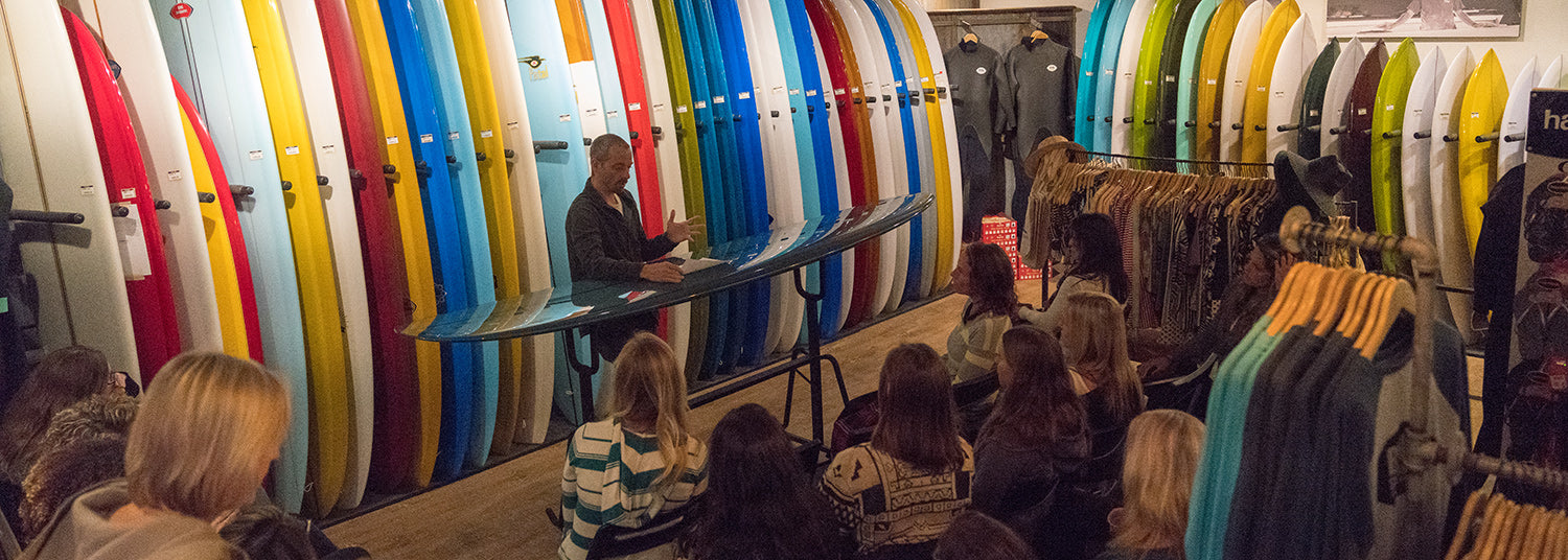 Matt Calvani Talks with San Diego Surf Ladies at Bing Surf Shop
