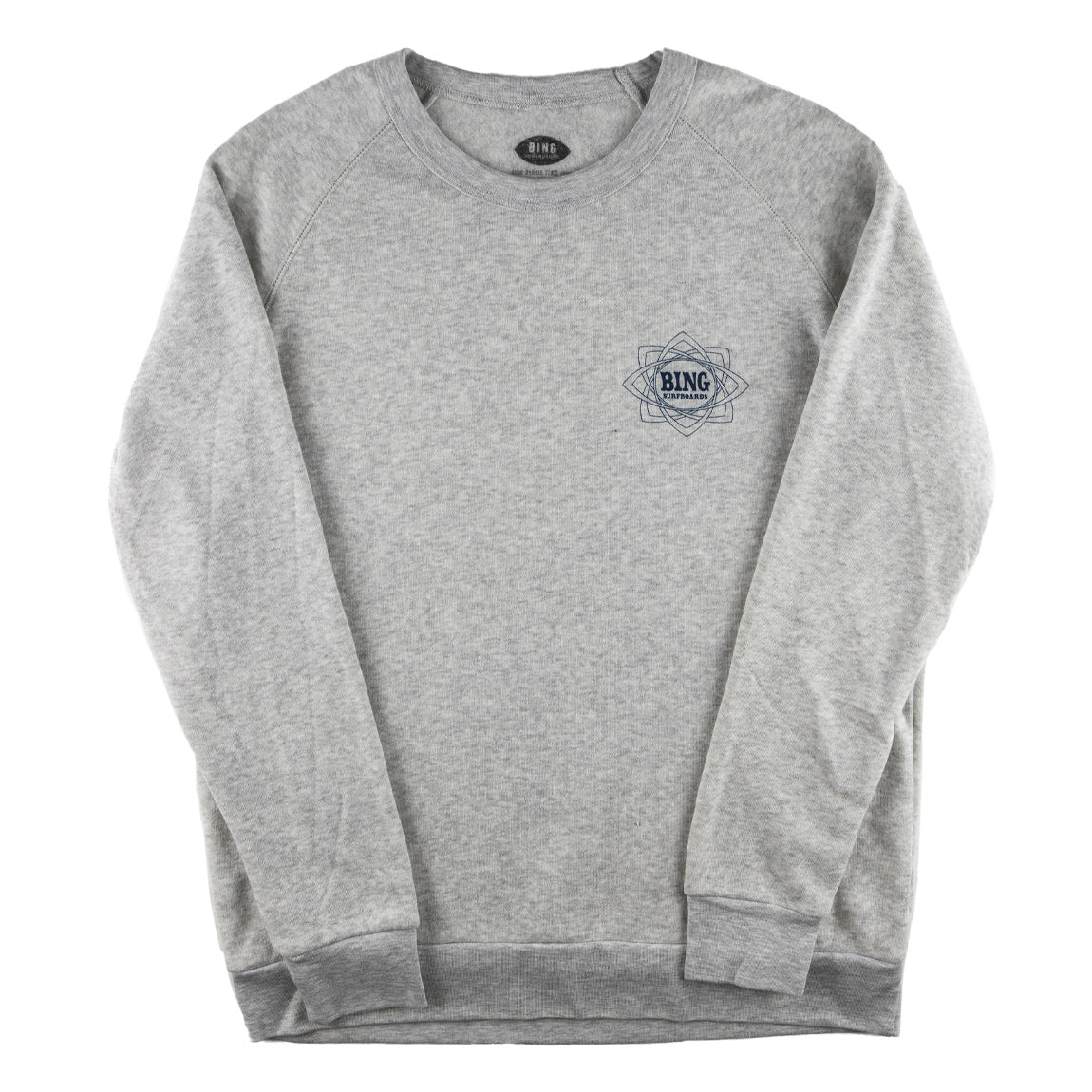 Grey Crewneck Sweatshirt with Bing Mandala Logo on front left chest