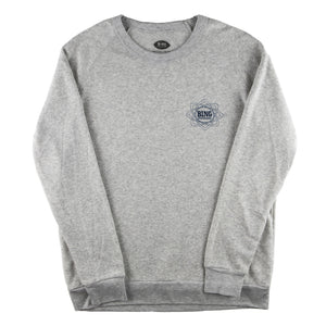 Grey Crewneck Sweatshirt with Bing Mandala Logo on front left chest