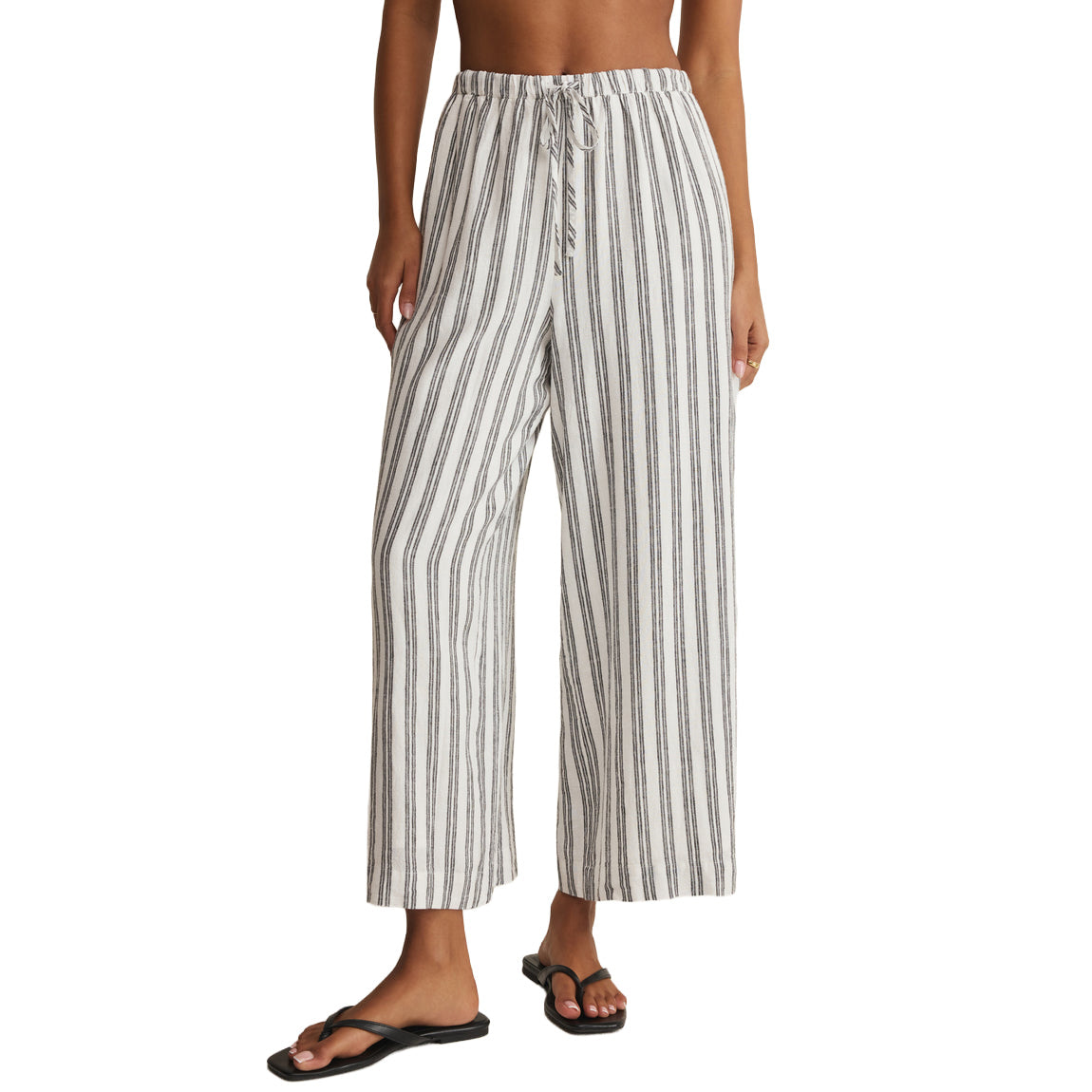 Z SUPPLY PERFECT STRIPE PANT - WHITE