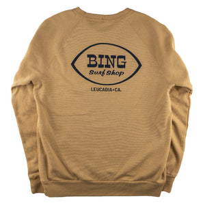 Camel colored Crewneck Sweatshirt with Bing Leucadia Shop Logo on back