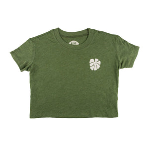FLOWER POWER Premium Womens S/S Crop T-Shirt Vintage Pine