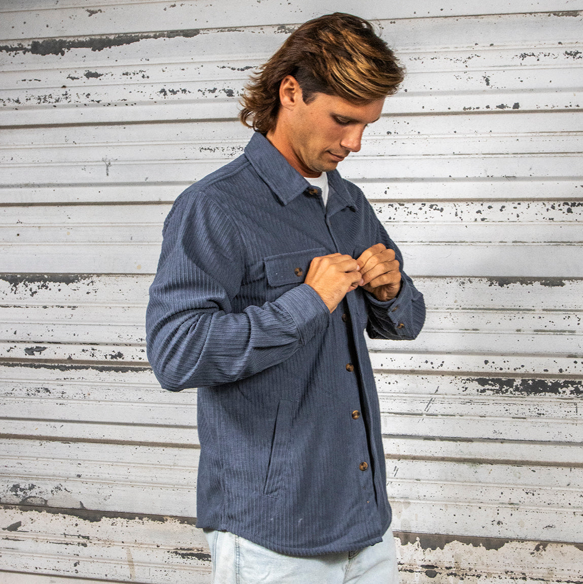 BING CARMEL CORD JACKET - BLUE