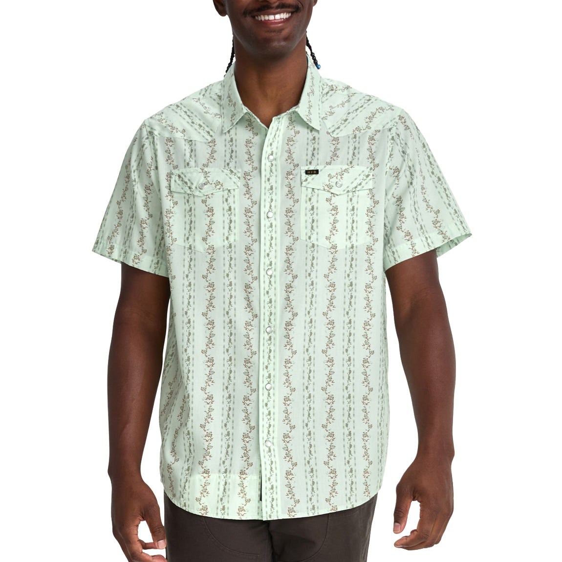 HOWLER H BAR SNAP SHIRT - HIBISCUS MINT