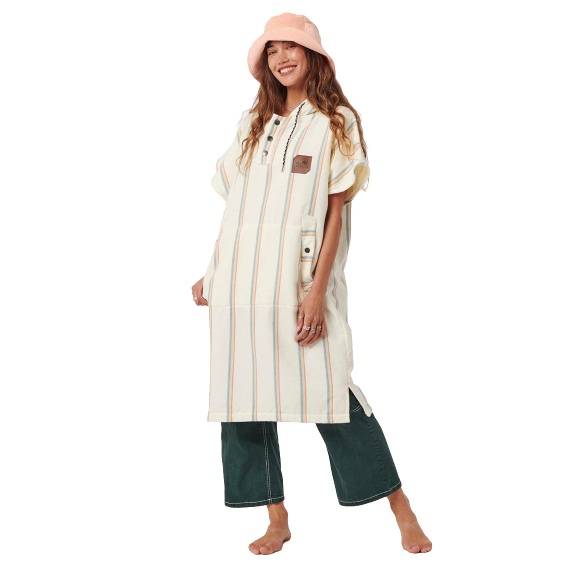 SLOWTIDE BAJA STRIPE PONCHO S/M - CREAM