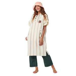 SLOWTIDE BAJA STRIPE PONCHO S/M - CREAM