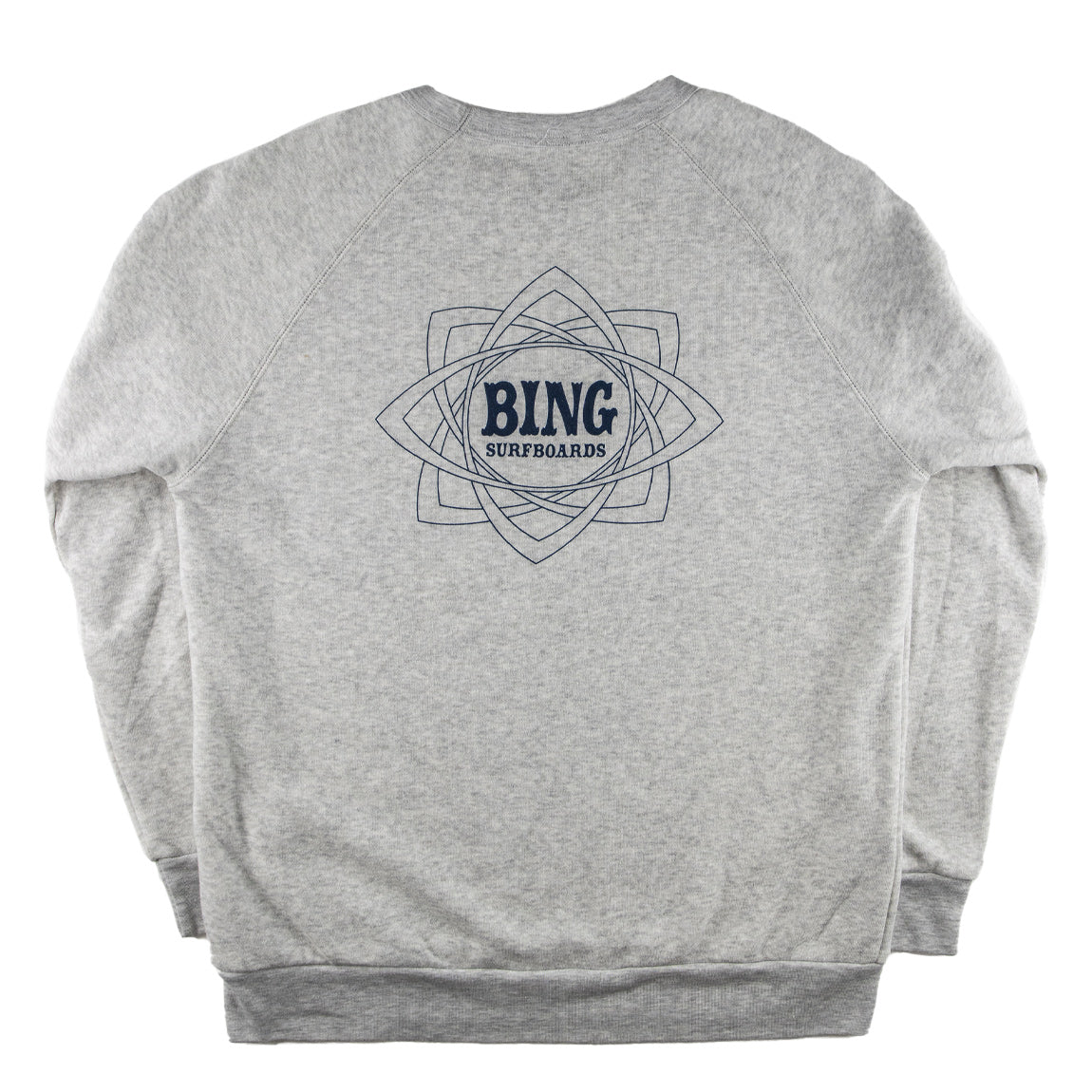 Grey Crewneck Sweatshirt with Bing Mandala Logo on front left chest