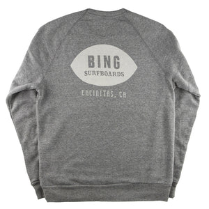 Grey Crewneck Sweatshirt with Bing Encinitas Logo on Back