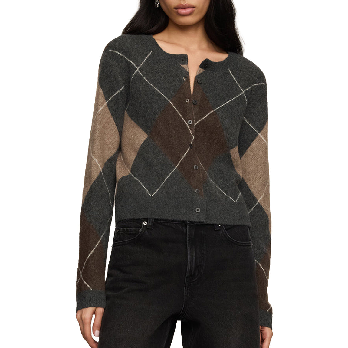 Z SUPPLY MEDINA ARGYLE CARDIGAN - CHARCOAL HEATHER