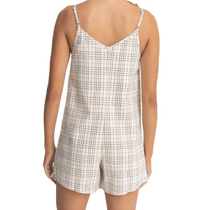 RHYTHM RUMI CHECK ROMPER - NATURAL