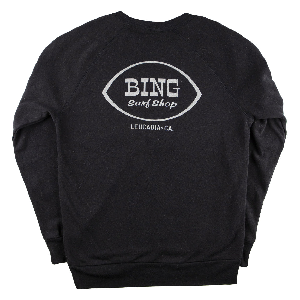 Black Crewneck Sweatshirt with Bing Leucadia Shop Logo on front left chest