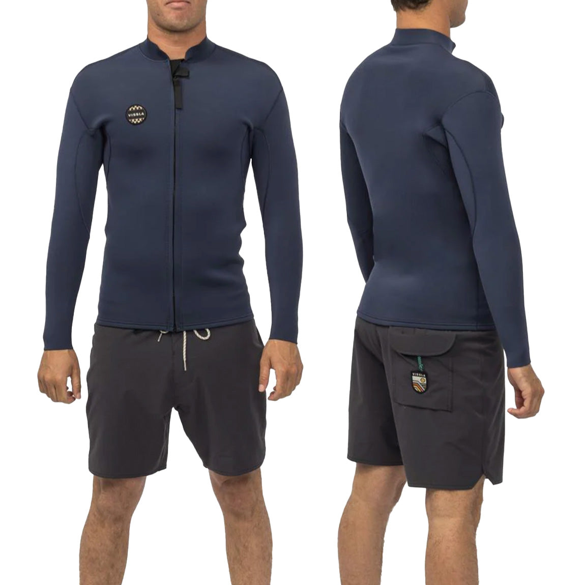 VISSLA 2MM SOLID SETS FRONT ZIP JACKET - DKN