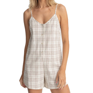 RHYTHM RUMI CHECK ROMPER - NATURAL