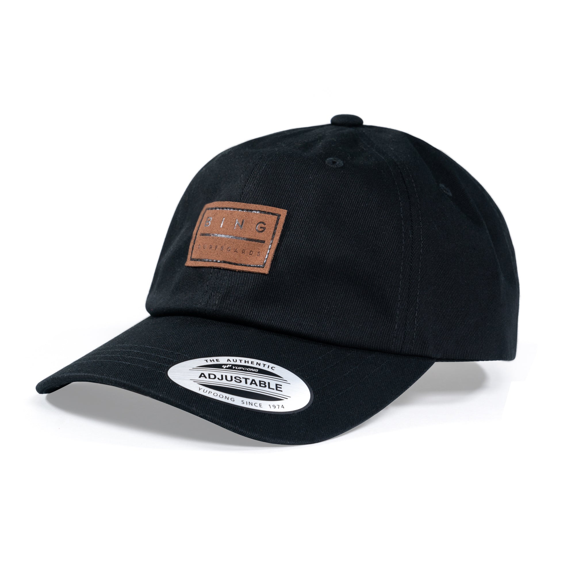 LEATHER PATCH Premium Curved Dad Hat - Black