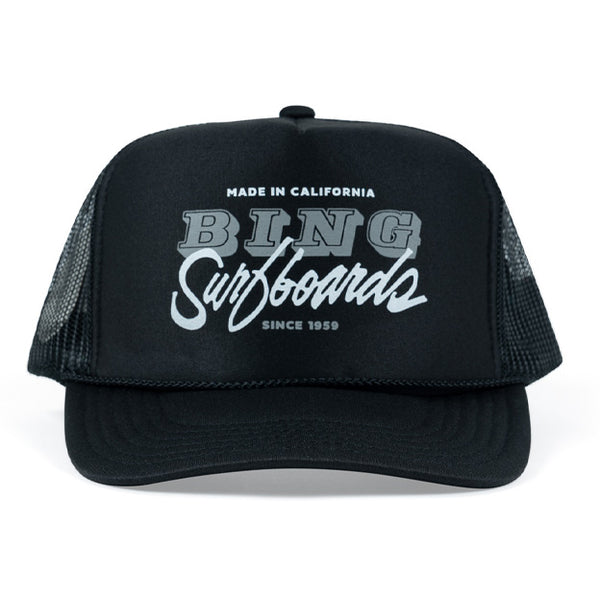 VAN SCRIPT Trucker Hat- Black - Bing Surfboards