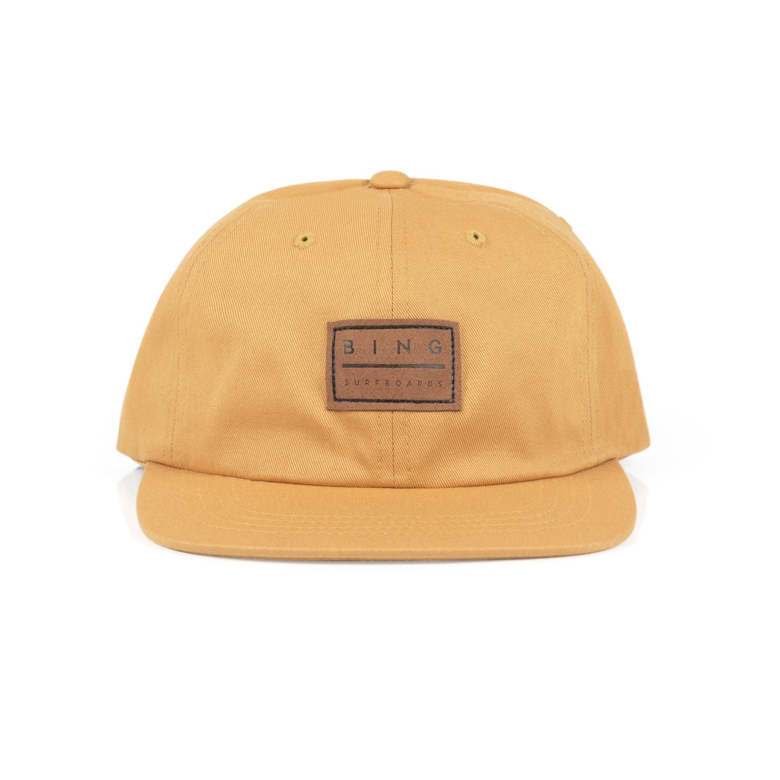 LEATHER PATCH Premium Flat Dad Hat - Curry