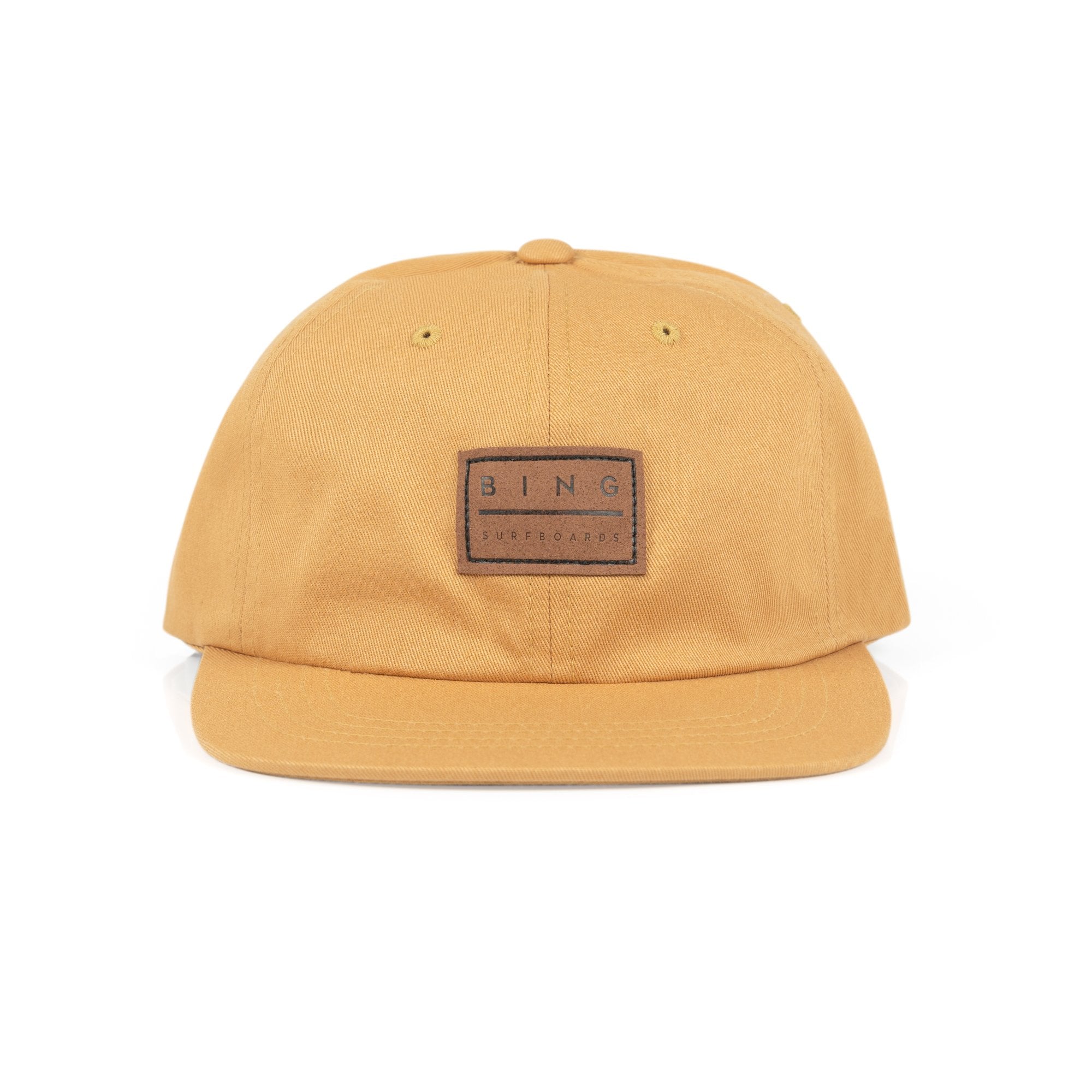 LEATHER PATCH Premium Flat Dad Hat - Curry