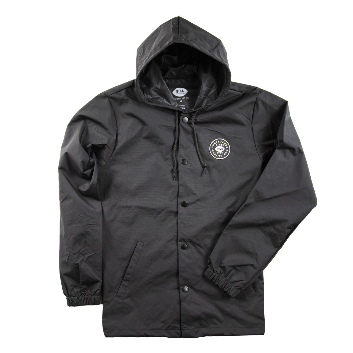 QUALITY PATCH Hooded Coaches Jacket Black