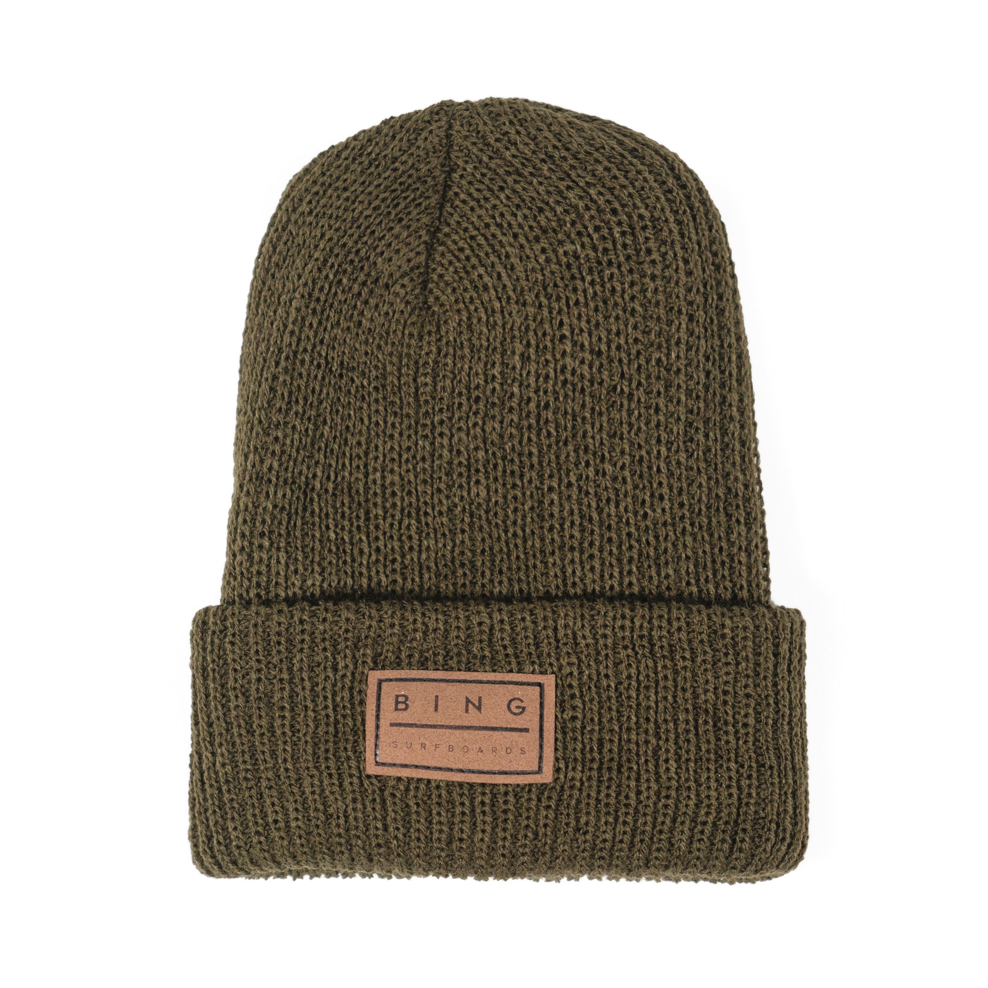 LEATHER PATCH Beanie - Olive