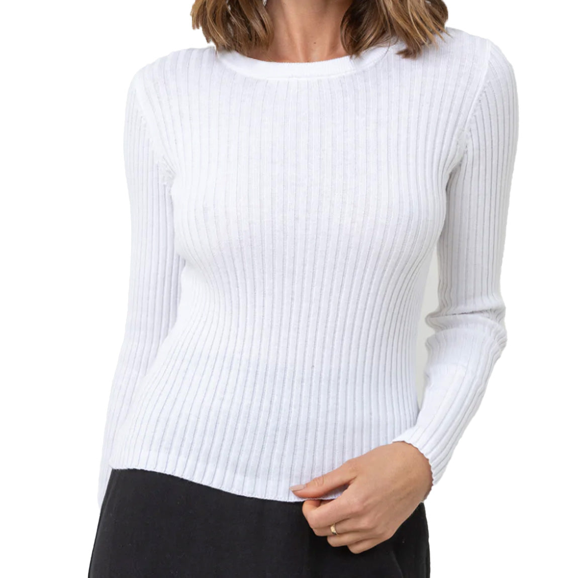 RHYTHM CLASSIC KNIT L/S TOP - WHITE