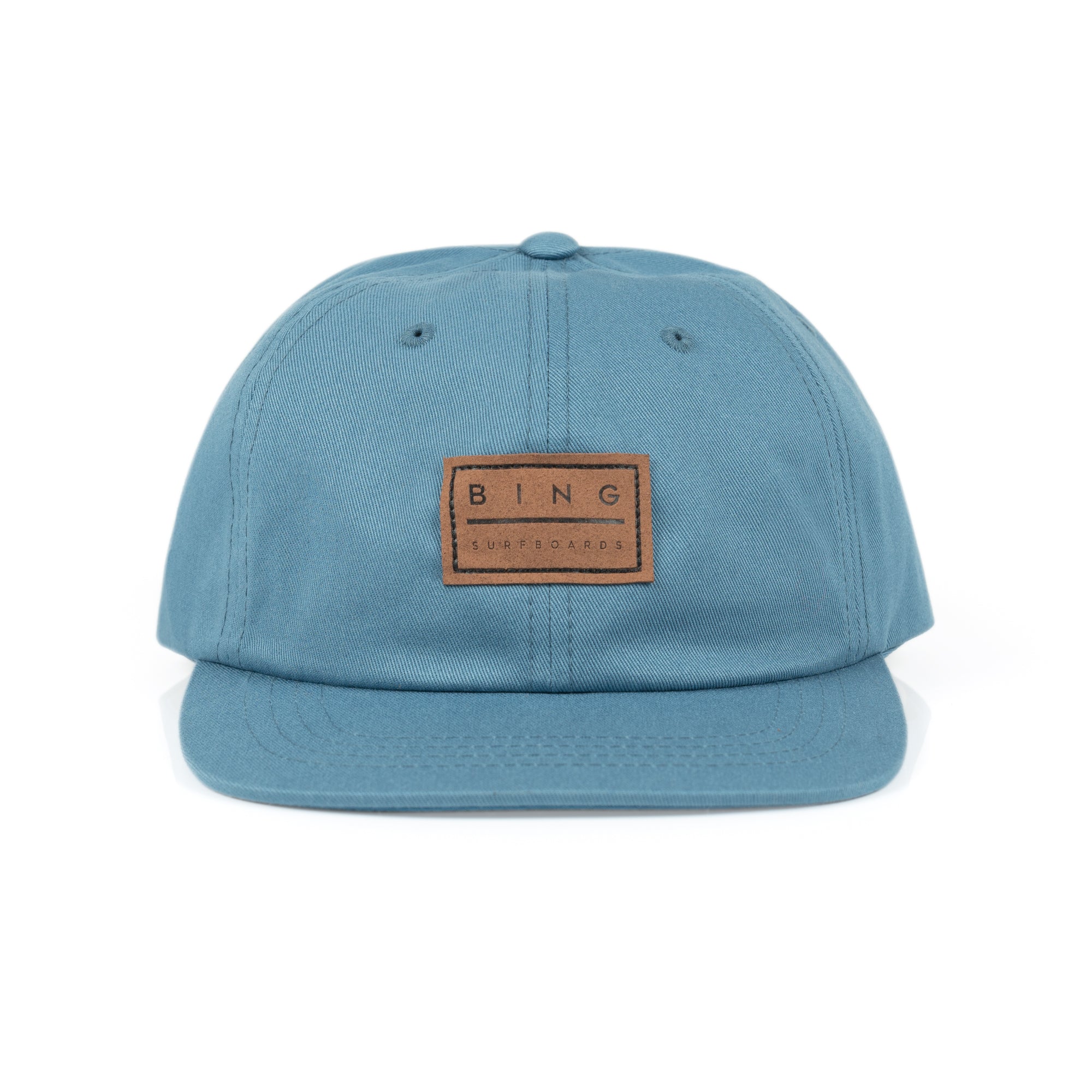 LEATHER PATCH Premium Flat Dad Hat - Indigo