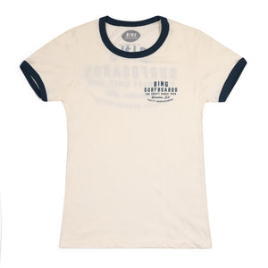 QUALITY MANUFACTURING Women's Premium S/S Ringer T-Shirt - Natural / Navy