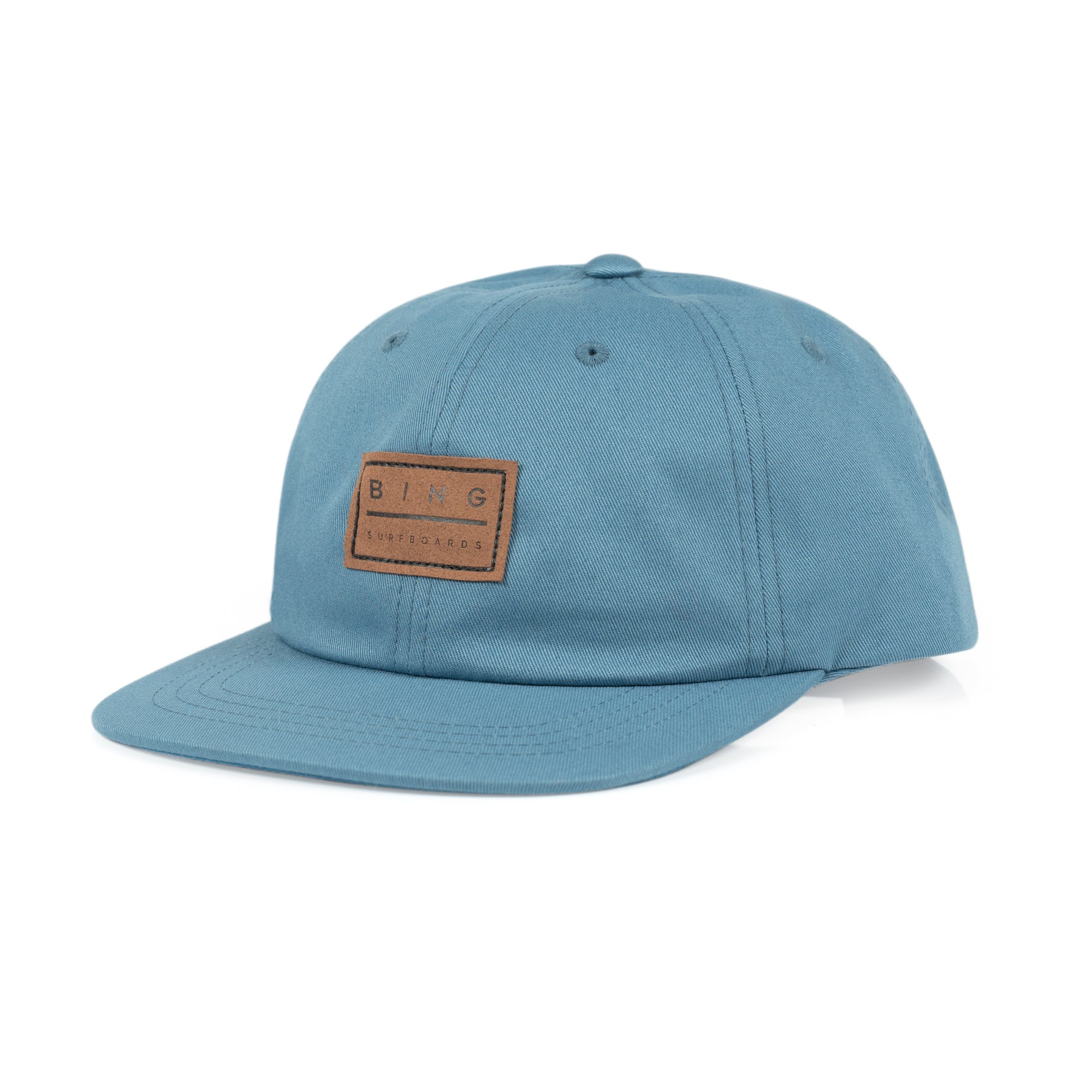 LEATHER PATCH Premium Flat Dad Hat - Indigo