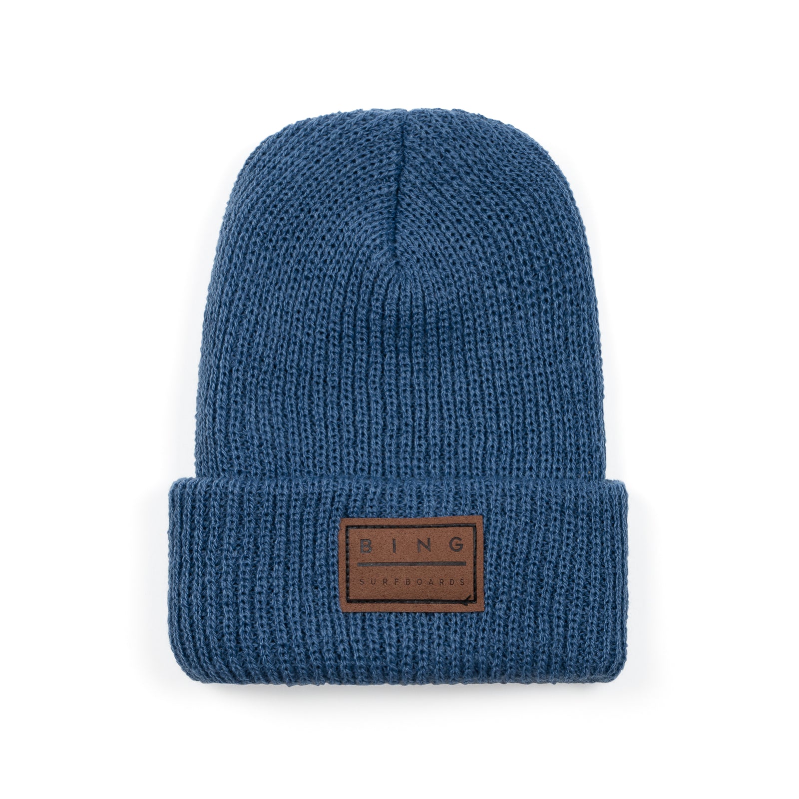 LEATHER PATCH Beanie - Washed Denim